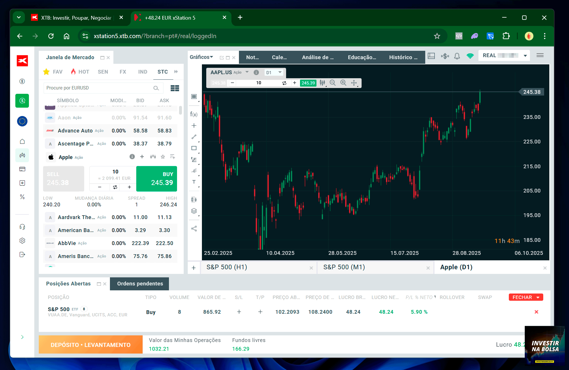 Ações da Apple na corretora XTB
