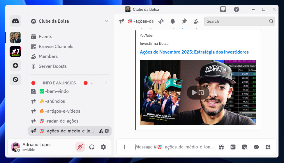Análise ações de novembro 2025