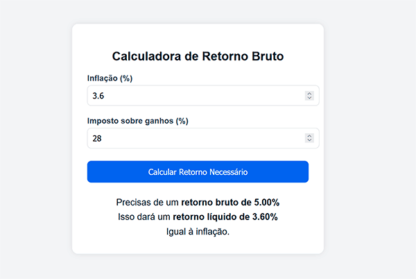 Calculadora do retorno necessário