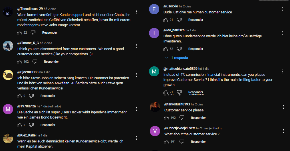Comentários sobre o suporte ao cliente da Trade Republic