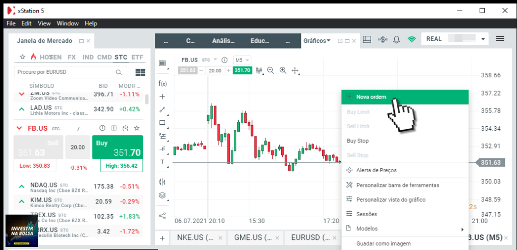 Criar Nova Ordem (Ordem de Mercado, Limitada ou Stop)