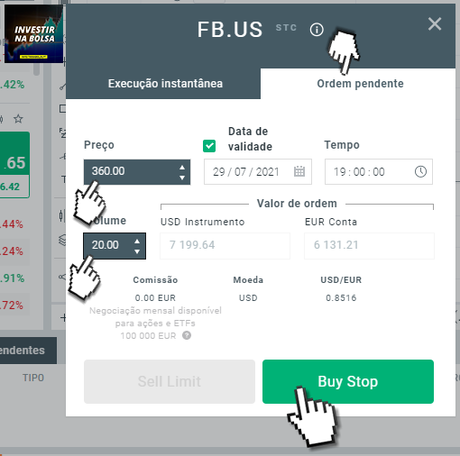 Criar Nova Ordem (Ordem de Mercado, Limitada ou Stop)