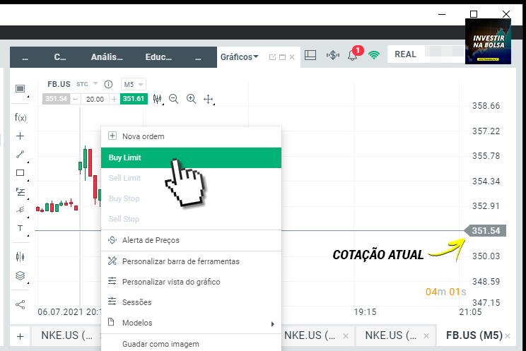 Como comprar ações através do gráfico