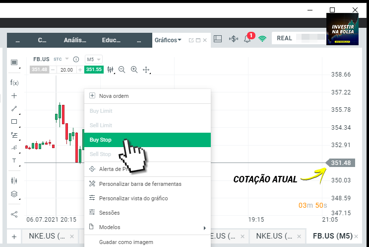 Como comprar ações através do gráfico