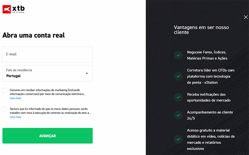 Abrir conta na corretora XTB