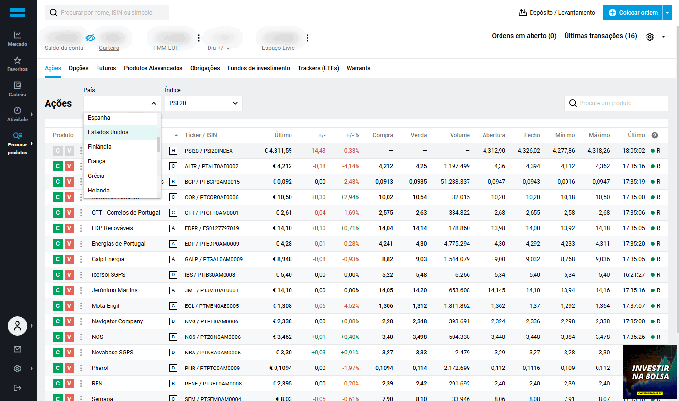 Como funciona a corretora DEGIRO - Ações disponíveis