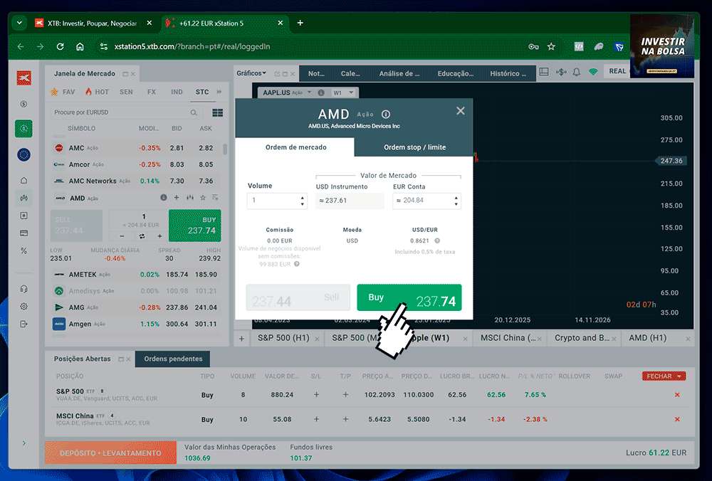 Os passos para comprar ações na corretora XTB