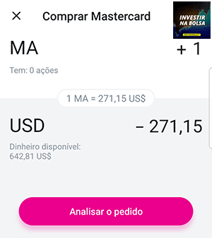 Preço da ordem no Revolut Trading