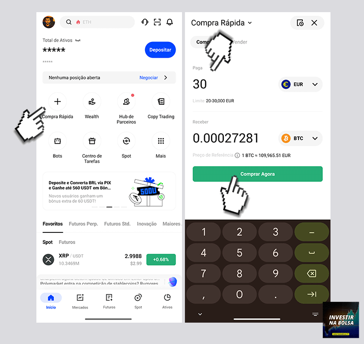 Passos para comprar criptomoedas na BingX