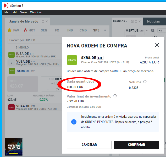 Compra fracionada de ETF S&P500