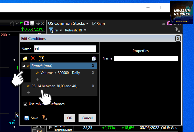 stock scanner RSI no TC2000