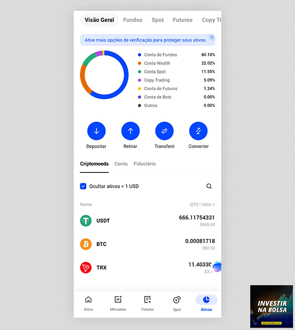 Plataforma mobile corretora BingX