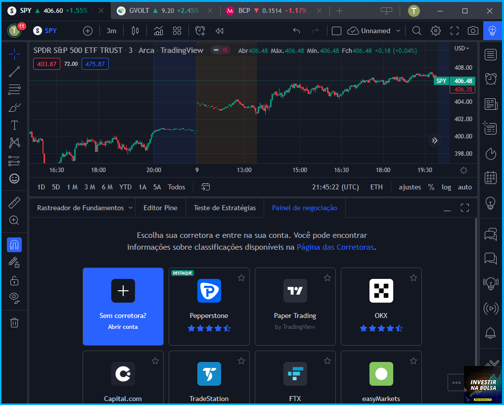 Corretoras disponíveis no TradingView