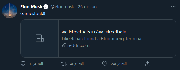 Elon Musk menciona Gamestonk