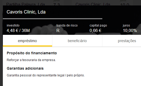 Exemplo de empréstimo na Raize