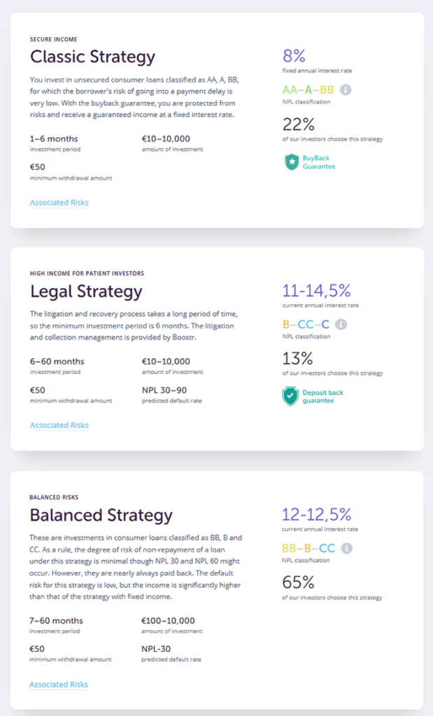 Estratégias de investimento Nibble Finance disponíveis