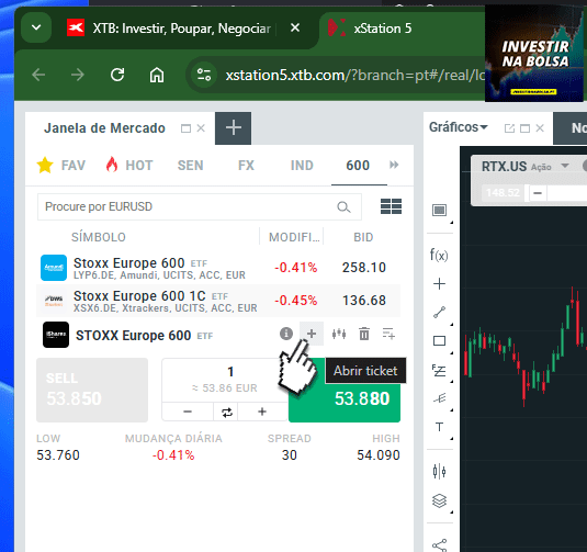 Comprar ETF STOXX 600 na corretora XTB
