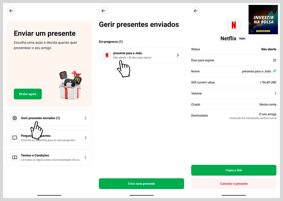 Como gerir os presentes XTB