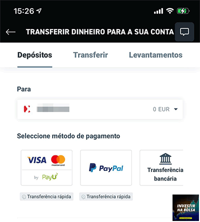 Métodos de depósito disponíveis na corretora XTB