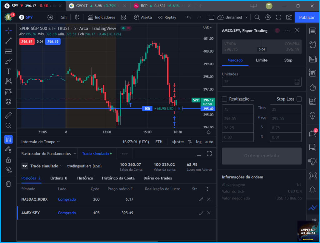 Paper trading no Tradingview