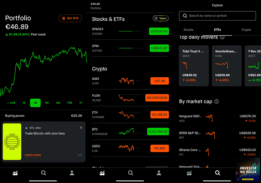Plataforma da corretora Robinhood