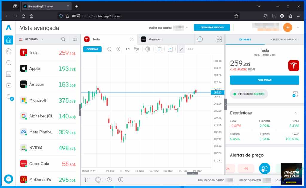 Plataforma de Negociação da corretora Trading212