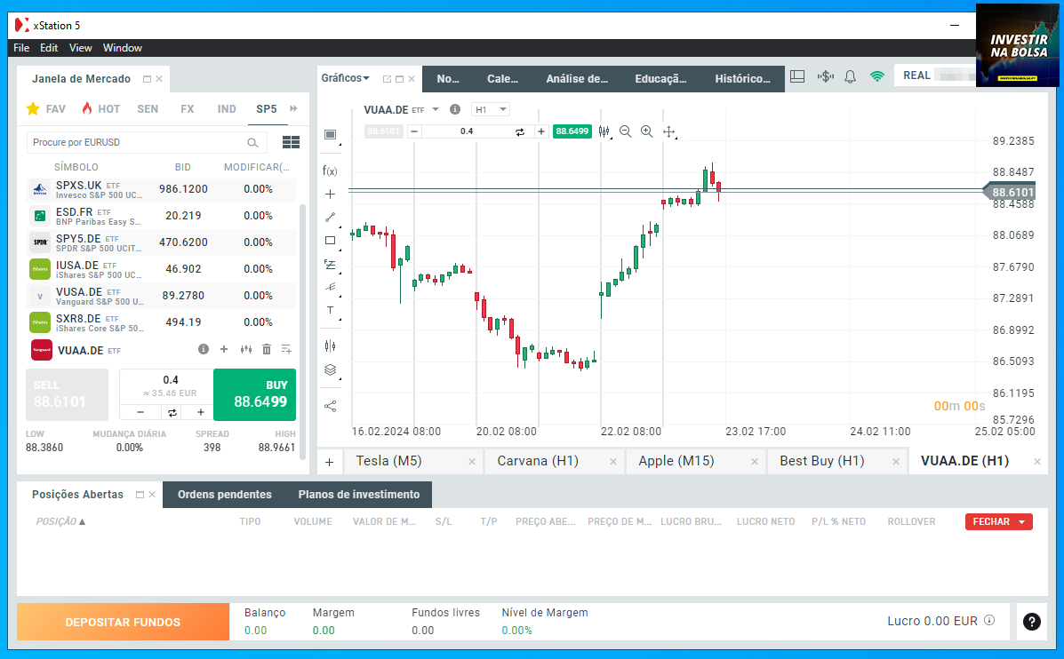 Plataforma da corretora XTB