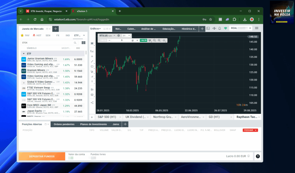 Plataforma da corretora XTB