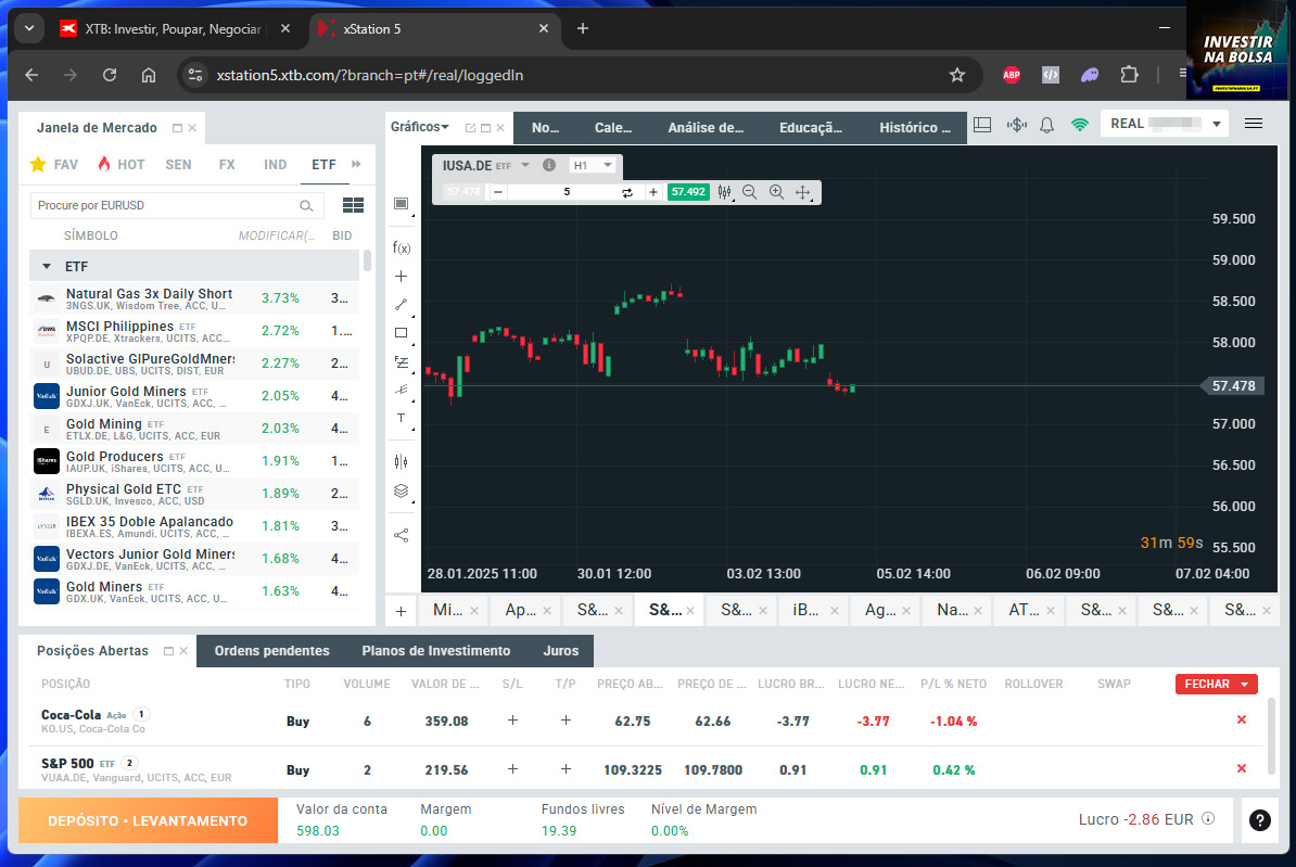 Plataforma de negociação da corretora XTB
