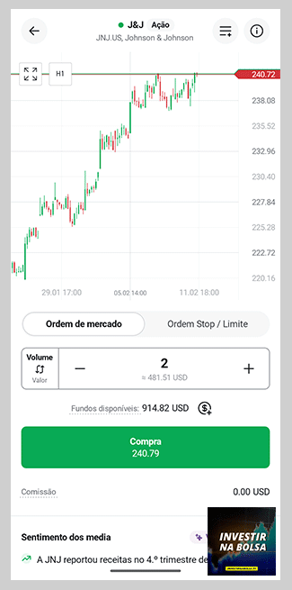 Plataforma mobile da corretora XTB