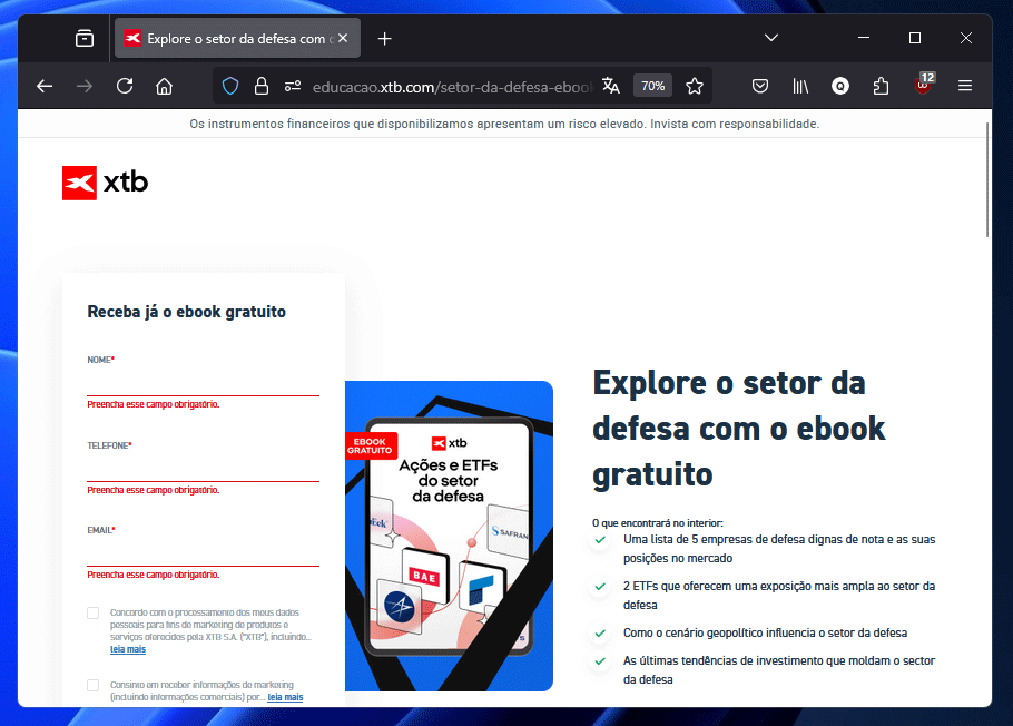 Relatório de defesa da corretora XTB