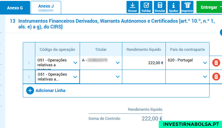 Tabela 13 do Anexo G do IRS 2017