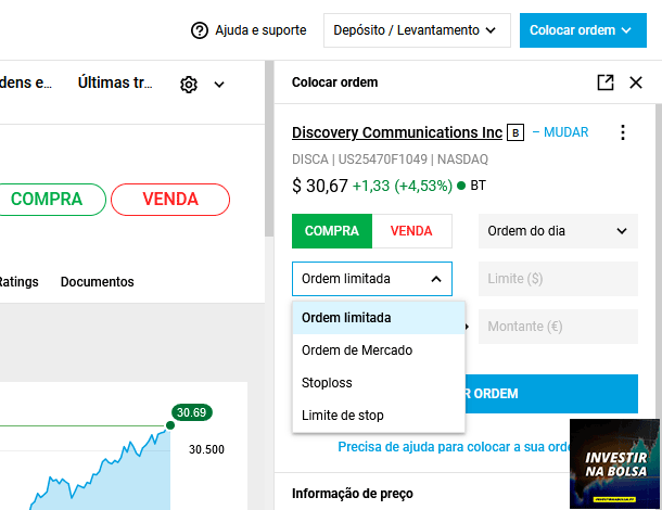 Tipos de ordens na DEGIRO