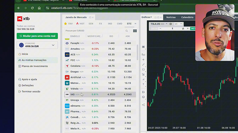 Funcionalidade 3. Possível ter contas demo (em EUR e USD)